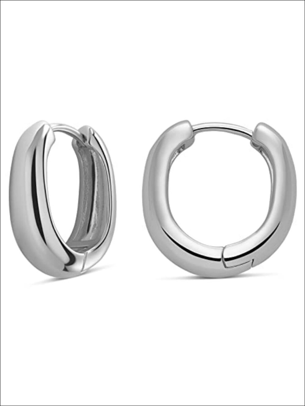 18mm Silver Plated Huggie Hoop Earrings Hypoallergenic Lightweight